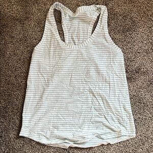 Lululemon Green & White Striped Tank Top